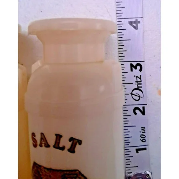 1970's Plastiques Inc Cream, Sugar, Salt, & Pepper Kitchen Set Vintage White - Picture 9 of 12